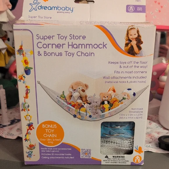 Corner Hammock & Bonus Toy Chain - White - Picture 1 of 2